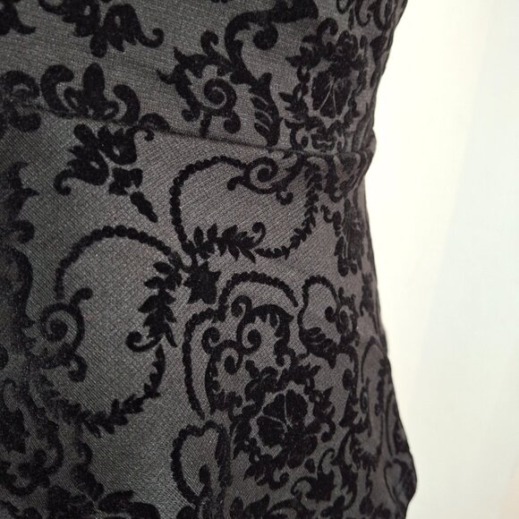 Holiday Party Burnout Velvet Flocked Peplum Corset Cap Sleeves Size M Sweetheart - Picture 14 of 16